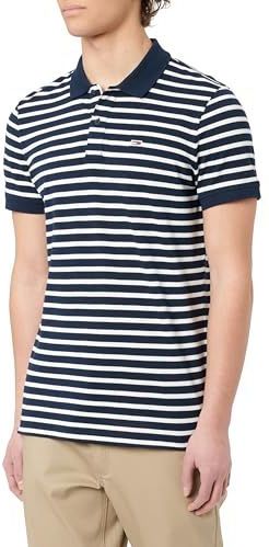 Tommy Jeans Polo TJM Slim PLACKET EXT S/S pour homme, bleu, S, Bleu (bleu marine foncé/écru), S