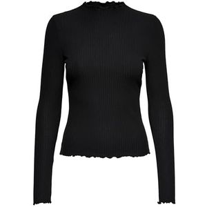 ONLY Dames Onlemma L/S High Neck Top JRS shirt met lange mouwen, zwart (black/black), XL