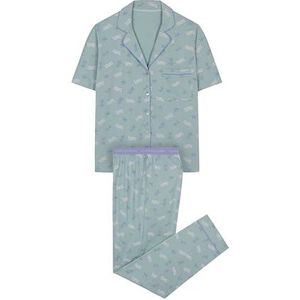 women'secret Pyjamahemd van 100% katoen, La Vecina Rubia, pijama-set voor dames, Groen