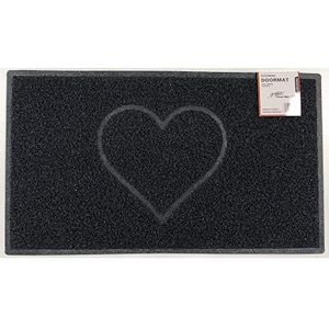Nicoman Reliëf vloermatten in hartvorm (alleen voor gebruik buitenshuis), klein (60 x 40 cm), zwart