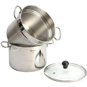 Lagostina Pastaiola, pastapan, roestvrij staal 18/10, voor alle warmtebronnen behalve inductie, inhoud 5 liter, diameter 22 cm, zilver