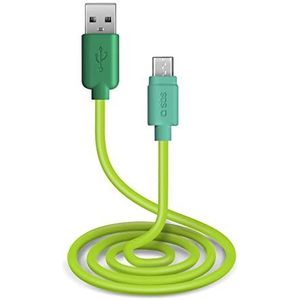 SBS Oplaad- en gegevensoverdrachtskabel met USB 2.0 en micro-USB-poorten, lengte: 1 m, groen