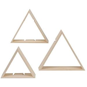 Glorex 6 1320 302 - Design houten frame driehoekig, 3 stuks in 3 verschillende maten, ca. 32x28x10 cm, 29x25x10 cm en 25x21x10 cm