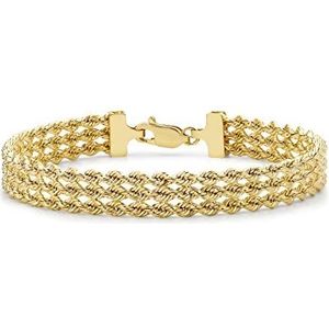 CARISSIMA - Armband met 3 draden, goud, 9 karaat 18 cm/7, dun, dames, geel 7 inch, 7 inch, 9 karaat goud, plat, Goud, Schotel