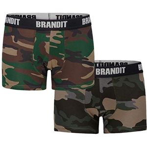 Brandit Brandit Boxershorts logo 2-pack boxershorts voor heren, Woodland en Darkcamo