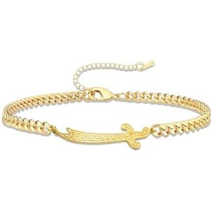 VASSAGO Zulfiqar Armband van roestvrij staal voor dames en heren, Imam Ali, islamitisch Arabisch, gevlochten touw, moslimsieraden, Roestvrij staal, Geen edelsteen