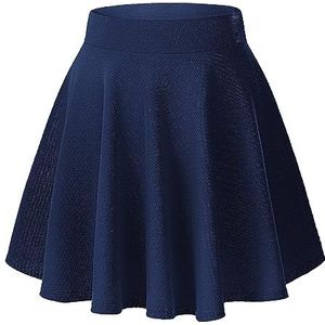 Urbancoco Dames M? Meisjes Basic Solid veelzijdige rekbare informele Mini Skater Rok, donkerblauw, XXL