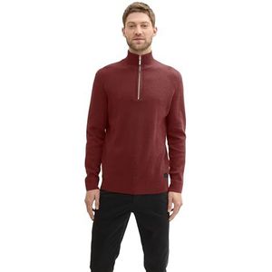 TOM TAILOR Pull Troyer en coton pour homme, 35676 - Bordeaux foncé mélangé, XL