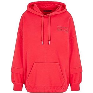 Armani Exchange Dames hoodie met strepen en contrasterend logo, rood, L, Rood