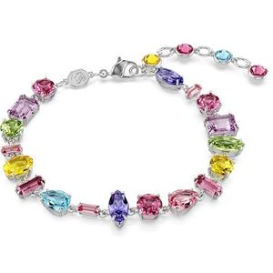Swarovski Gema-armband versierd met kristallen in verschillende maten en kleuren, van gerhodineerd metaal, Kristallen, gerhodineerd, Kristallen