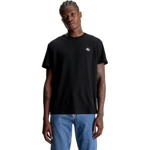 Calvin Klein Jeans S/S Heren T-Shirts, Glanzend wit/zwart Ck, XL, Glanzend wit/zwart Ck