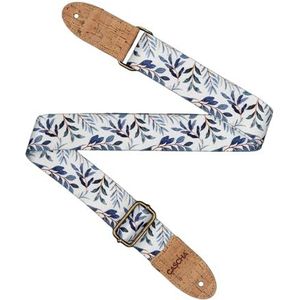 CASCHA Veganistische ukelele riem - Blue Twigs - Verstelbare en comfortabele ukelele riem gemaakt van milieuvriendelijke materialen, duurzaam en elegant, past bij iedereen
