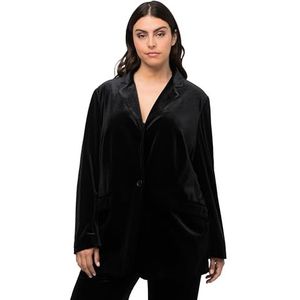 Ulla Popken Blazer en velours pour femme, Noir, 46 grande taille