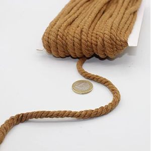 20 meter katoenen koord, rond, 05 mm, gevlochten touw met kern van natuurlijk katoen, ideaal voor doe-het-zelf, naaien, veelzijdig inzetbaar, 5 mm, 05 camel