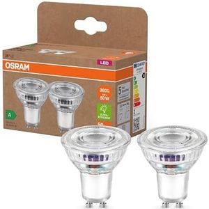 OSRAM Energy Class PAR16 met 2 W, 360 lm, warmwit (2700 K) van transparant loodvrij glas met GU10-fitting in A, diameter 50 mm, IP20