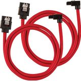 CORSAIR Premium SATA-kabel ommanteld - SATA 6 Gbps 60 cm 90 ° stekker rood