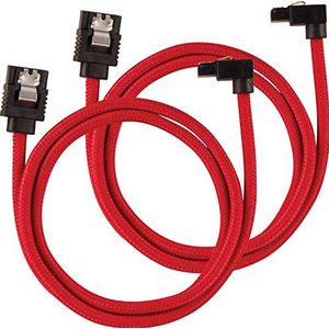 CORSAIR Premium SATA-kabel ommanteld - SATA 6 Gbps 60 cm 90 ° stekker rood