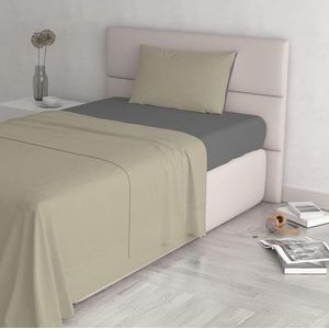 Italian Bed Linen CL-NC-tortora/fumo-1P Natural Color beddengoedset duiven/donkergrijs, eenpersoons, 100% katoen