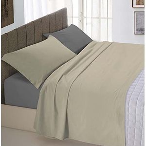 Italian Bed Linen CL-NC-tortora/fumo-1P Natural Color beddengoedset duiven/donkergrijs, eenpersoons, 100% katoen