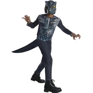 Rubies Velociraptor OPP goedkoop dinosauruskostuum voor jongens en meisjes, jumpsuit met staart en masker, officieel Univesal Jurassic World voor carnaval, Kerstmis, verjaardag, feesten en Halloween