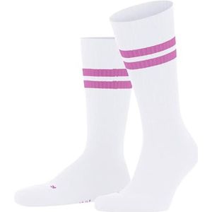 FALKE Dynamic uniseks sokken voor volwassenen, katoen, wit, blauw, grijs, versterkt, dik, geribbeld, retro strepenpatroon, 1 paar, Wit (wit 2088)