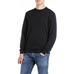 Replay Pull en coton coupe droite pour homme, Noir (098), XXL