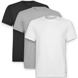 Ted Baker Ted Baker T-shirt voor heren, ademend, katoen, stretch, ronde hals, 3 stuks, Zwart/Wit/Grijs