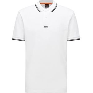 BOSS PChup Piqué Slim Poloshirt voor heren, met contrasterende details, Wit.