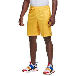 Champion Lange mesh shorts met zakken, halfondoorzichtig, heren, Gouden geel