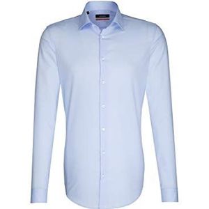 Seidensticker Businesshemd voor heren, slim fit, strijkvrij, kentkraag, extra lange mouwen, 100% katoen, blauw (blauw 12)