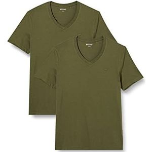 MUSTANG Heren T-shirt set van 2 V-hals, IVY GREEN 6421