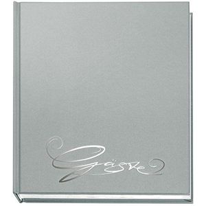 Veloflex 5420083 Gastenboek Classic met reliëf gasten, 144 pagina's wit papier, 205 x 240 mm, zilver