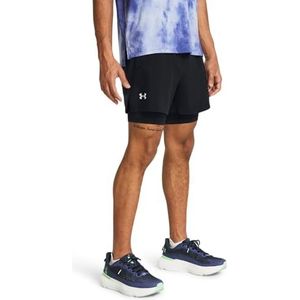 Under Armour 2-in-1 Launch Run 5 inch shorts voor heren, Zwart/reflecterende streep