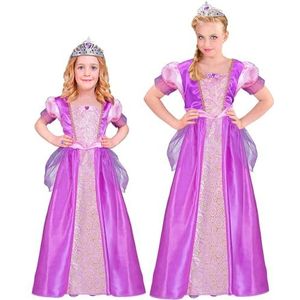 W WIDMANN Prinsessenkostuum voor kinderen, paars, jurk en diadeem, koningin, sprookjes, carnavalskostuum