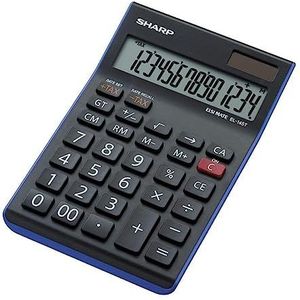 Sharp Electronics eL145TBL rekenmachine, 14 stuks, zwart/blauw