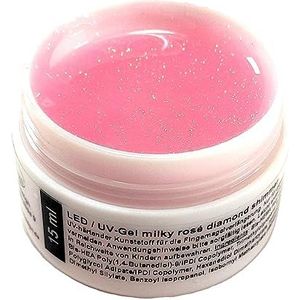 Diamond Shimmer Led/UV bouwgel met fijne glitterdeeltjes, 5 ml (melkachtig roze)