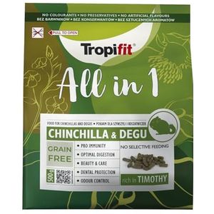 Tropifit Alles in 1 Chinchila & Degu – voer voor chinchilla's en maaiers 500 g