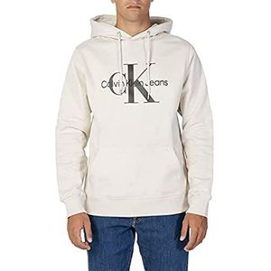 Calvin Klein Jeans Klassiek sweatshirt met capuchon met monologo, dik gebreid, heren, eierschaal, XXS, eierschaal