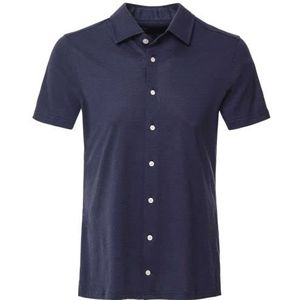 Hackett London Cott/Linen herenoverhemd Jersey SS Navy L, Navy Blauw