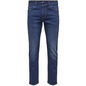 ONLY & SONS ONSWEFT REG Slim Fit Jeans voor heren. MAR. BL. Coat 6776 DNM, Donkerblauw denim