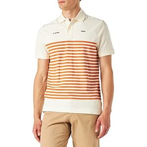 G-STAR RAW Printed Stripe Ss Poloshirt voor heren, Veelkleurig (Papyrus/Burned Orange 5864-d314)