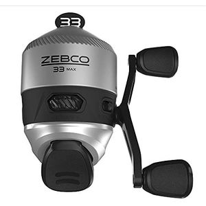 Zebco Spincast 33 MAX vismolen glad en krachtig snelheidsverhouding 2:6:1 snelle terugkeer met bijtwaarschuwing, licht grafiet frame en instelbare rem door wijzerplaat zilver/zwart