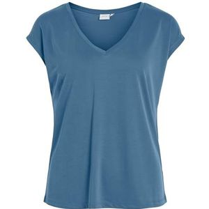 Vila T-shirt Vimodala à col en V S/S Top Noos pour femme, bleu coronet, L