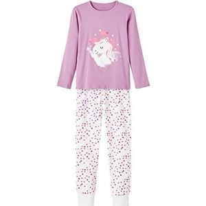 Name It Nkfnightset Real Teal Unicorn Noos pyjama set, voor meisjes, smoky druivenkleur, 134-140, smoky druipen