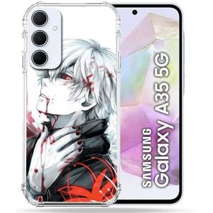Cokitec Versterkte hoes voor Samsung Galaxy A35 5G Manga Tokyo Ghoul Kaneki Wit