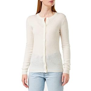 SPARKZ COPENHAGEN Pure kasjmier ronde hals cardigan voor dames, Ecru (Off White 002)