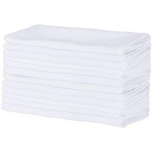 E-living Store Heavy Duty Bulk servetten van hoogwaardig polyester, 18 x 45,7 cm, voor restaurant of thuis, 12 stuks, wit