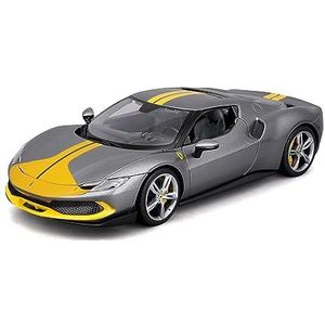 Bburago | 1/18 Ferrari – 296 GTB – grijs en geel | miniatuurreproductie-auto op schaal voor kinderen | vanaf 3 jaar | 16017GR