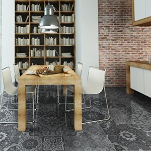 Azulejos Vloerbedekking, zelfklevend, antislip, met beschermend laminaat, cementtegels, zelfklevend, waterdichte vloer, mozaïektegels, badkamer en keuken, Azulejos, 60 x 100 cm