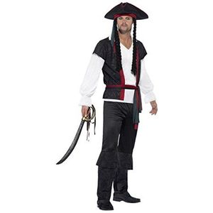 Smiffys Kostuum hoorde mijn piratenkapitein, zwart, met top, broek, stropdas en chap, breed